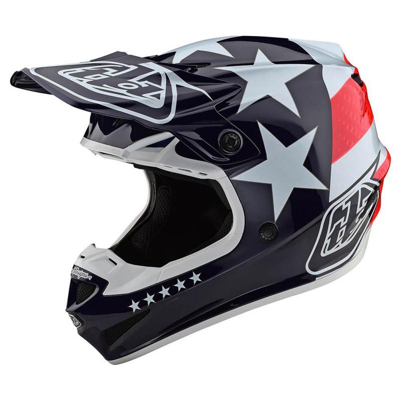 Casque cross Troy Lee Designs SE4 Polyacrylite Freedom Mips rouge/blan