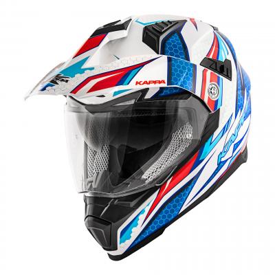 Casque trail Kappa KV30 Enduro Ride blanc verni/rouge/bleu