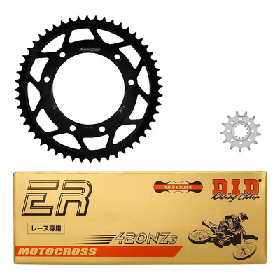 Kit chaîne DID type TT attache rapide pour Peugeot XPS Supermoto top road 04-05 couronne 8,5 05-06