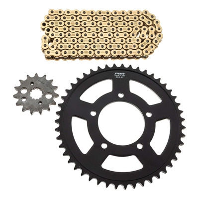 Kit chaîne EK/PBR 15x47-112m chaîne 530 SRX2 or couronne acier Suzuki GSF 600 Bandit 00-04