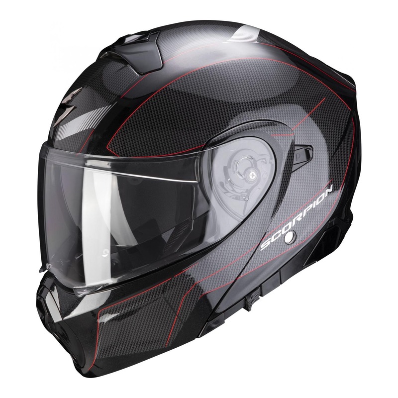 Casque modulable Scorpion EXO-930 Cielo nacré noir/rouge- XS