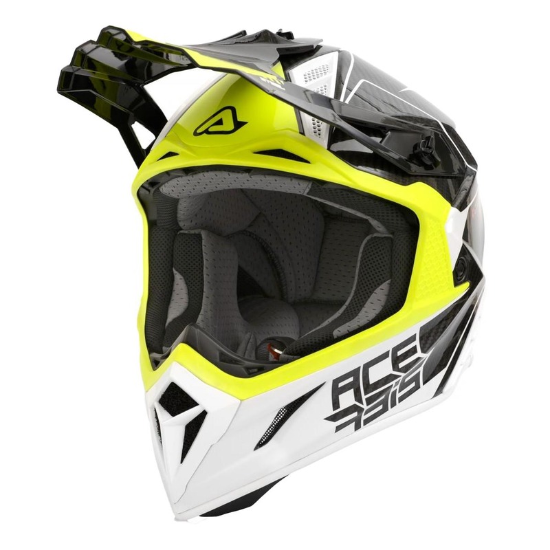 Casque cross Acerbis Impact Steel Carbon blanc/jaune/noir brillant- XS