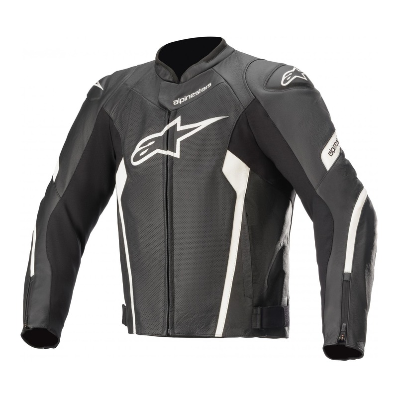 Blouson cuir Alpinestars Faster v2 Airflow noir/blanc- 48
