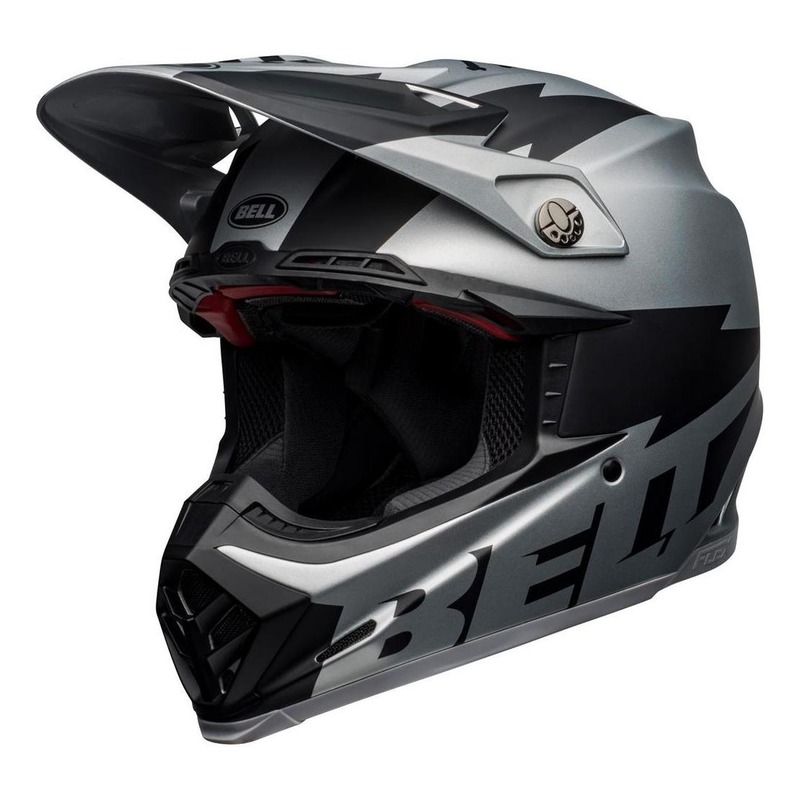 Casque cross Bell Moto-9 Flex Breakaway Mat argent/noir- S