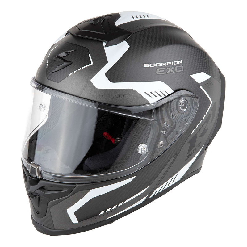 Casque intÃ©gral Scorpion Exo-R1 Evo Carbon Air Propel noir mat/argent