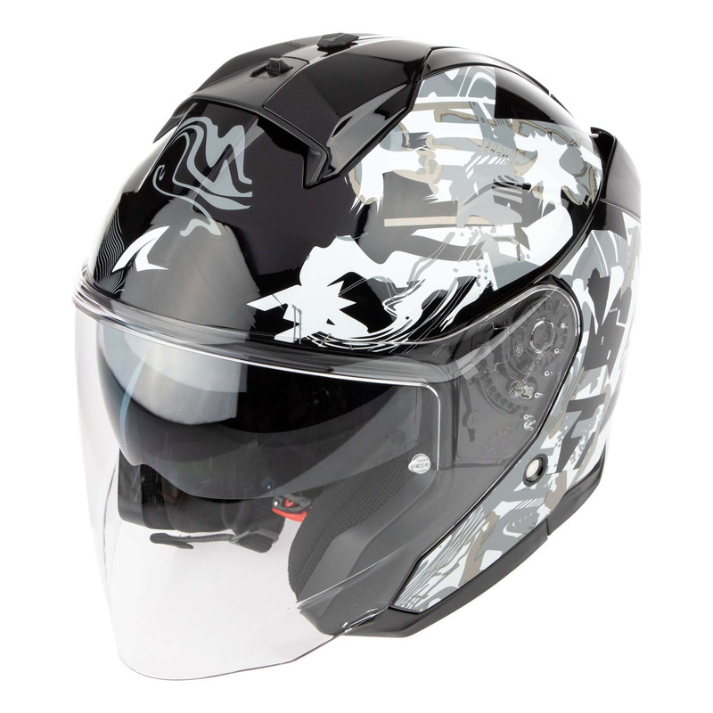 Casque jet Shark Skwal Jet Franz black/white/gold