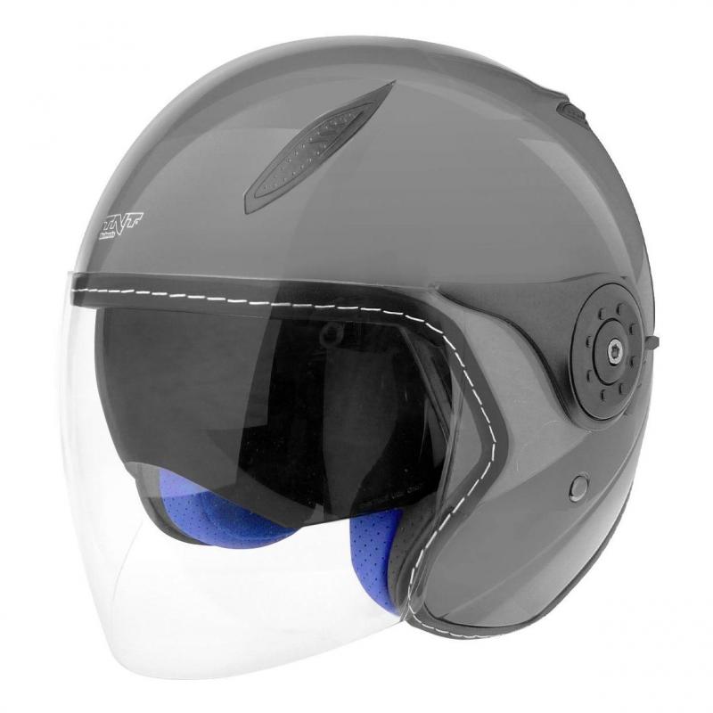Casque jet TNT AERO DOUBLE ECRAN GRIS BRILLANT UNI (INTERIEUR BLEU)- X