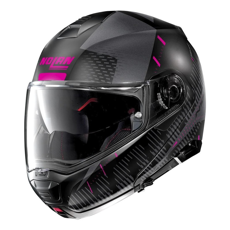 Casque modulable Nolan N100-5 Hilltop N-Com Mat noir/fushia- 2XS