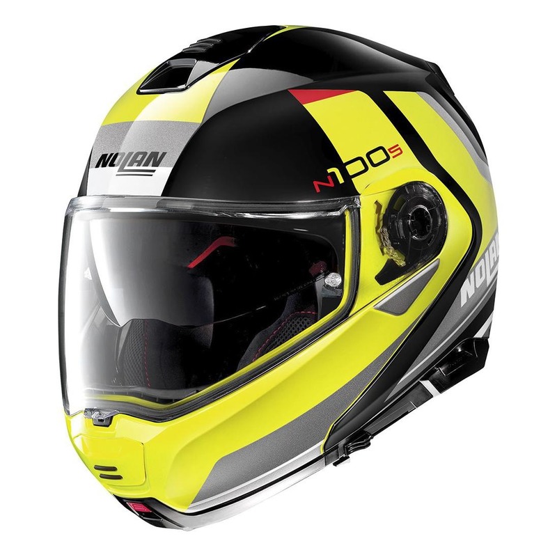 Casque modulable Nolan N100-5 Hilltop N-Com Brillant noir/jaune- 2XS