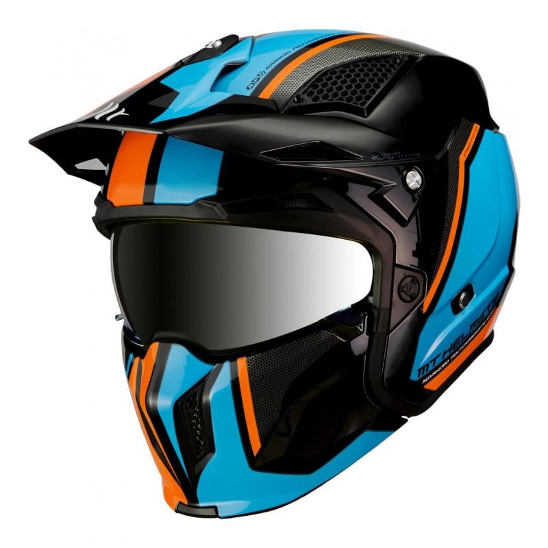 Casque transformable MT Helmets Streetfighter SV orange-bleu-noir brillant