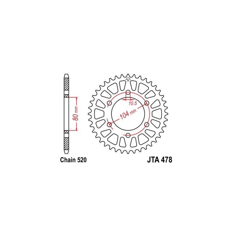 Couronne JT Sprockets Aluminium pas 520 40 dents - Pour Kawasaki ZX-10