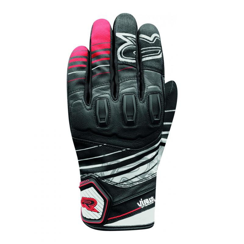 Gants textile Racer Fiery Virus Graphic noir/blanc/rouge- S