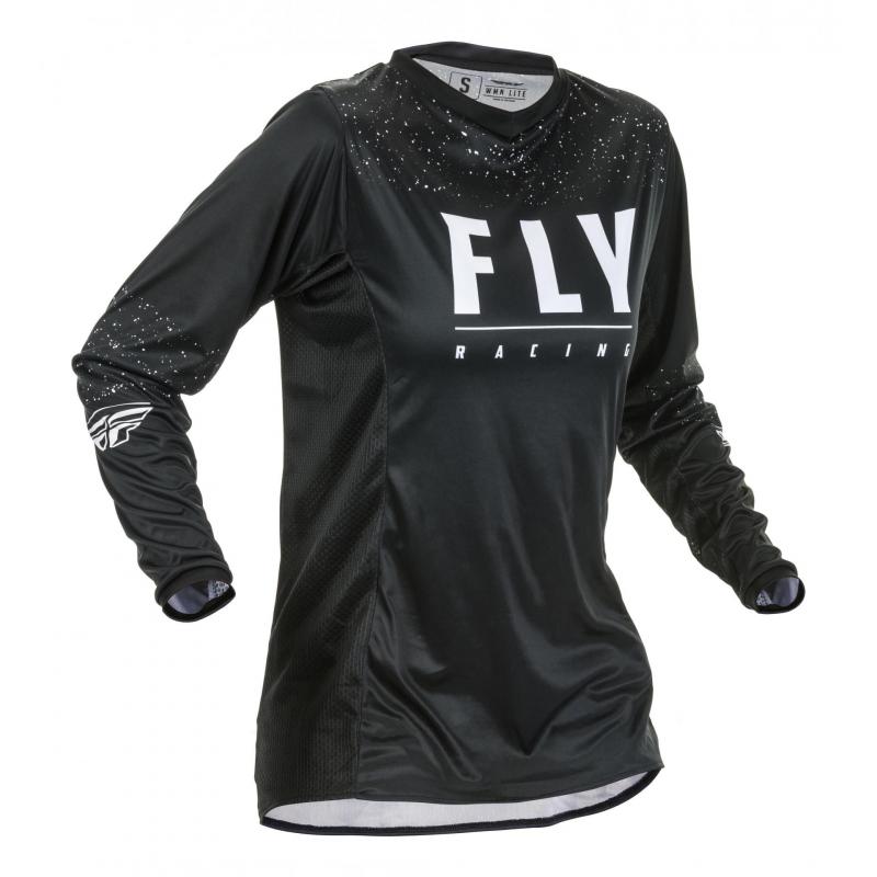 Maillot cross enfant fille Fly Racing Lite Racewear noir/blanc- YXL