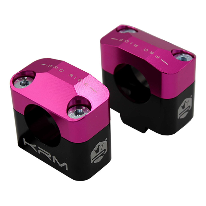 Pontets rehausse de guidon alu noir/rose KRM Pro ride pour guidon Ø28.6mm