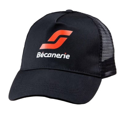 Casquette trucker Bécanerie logo noir/rouge