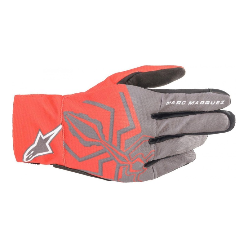 Gants textile Alpinestars Aragon MM93 Marc Marquez 93 gris foncé/roug