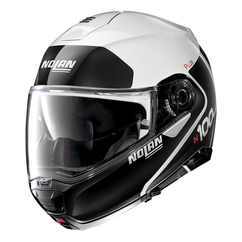Casque modulable Nolan N100-5 Plus Distinctive N-Com Métal blanc/noir
