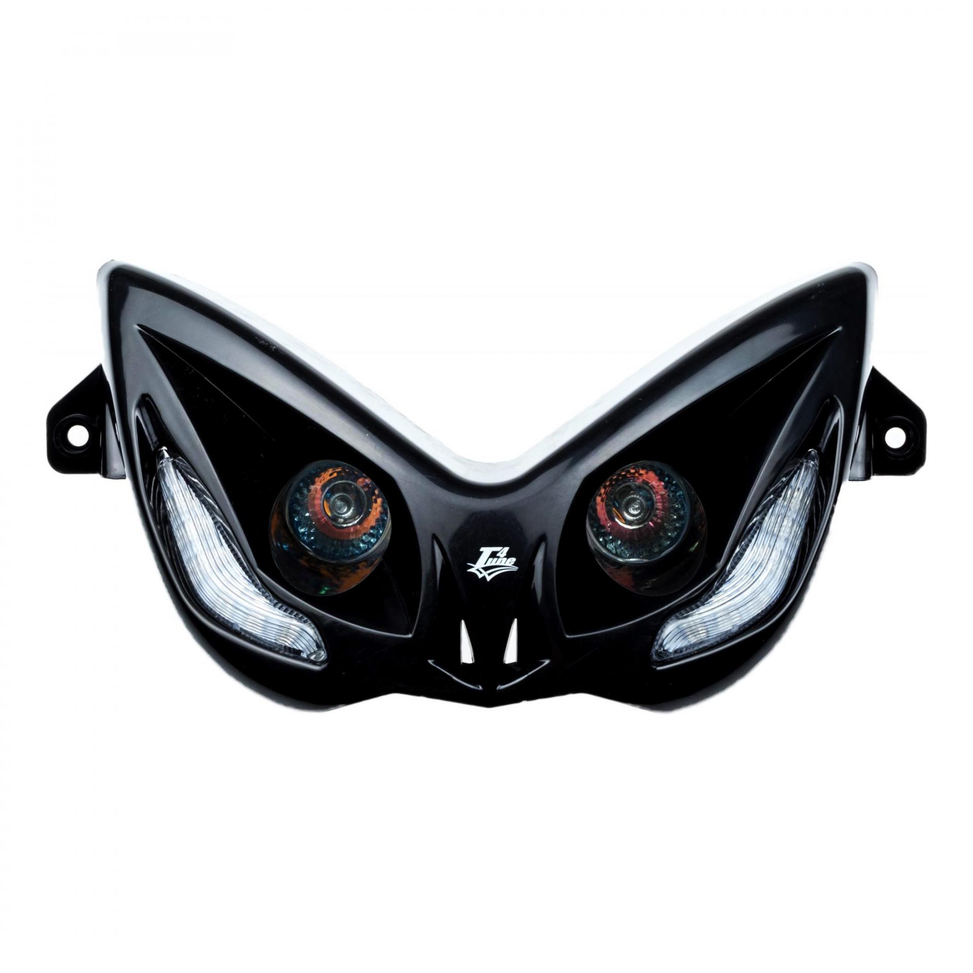 Plaque phare double optique halogène + led moto noir
