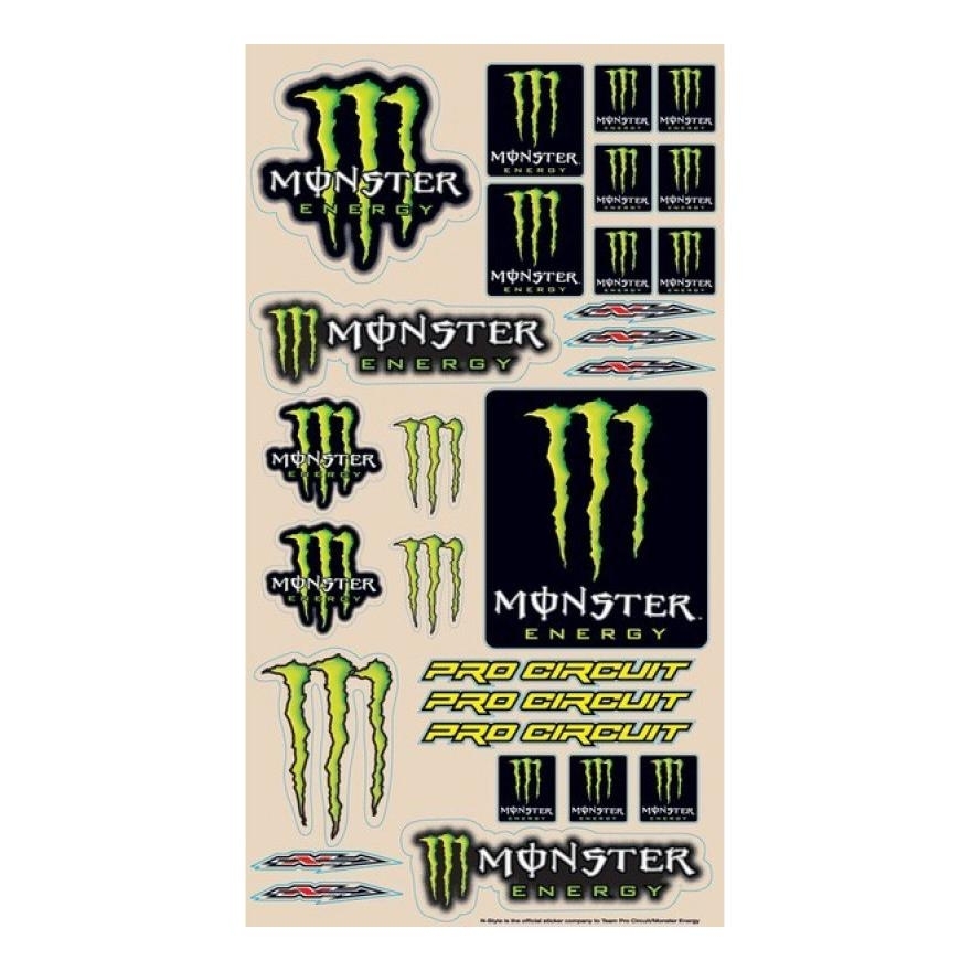 Planche de stickers Monster 30x30cm vert – Pièce moto et scooter