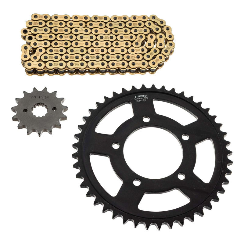 Kit chaîne EK/PBR 15x45-116m chaîne 530 SRX2 or couronne acier Suzuki GSX 750 F 98-06