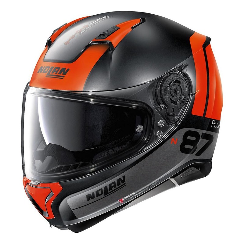 Casque intégral Nolan N87 Plus Distinctive N-Com Mat noir/orange- 2XS