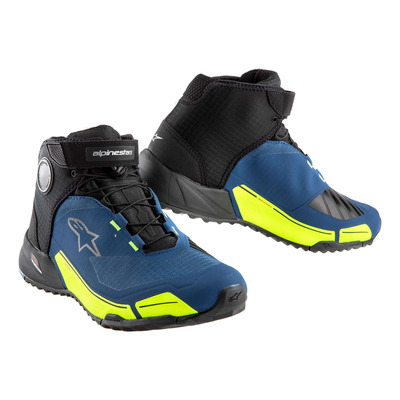 Baskets moto Alpinestars CR-X Drystar® noir/bleu foncé/jaune fluo