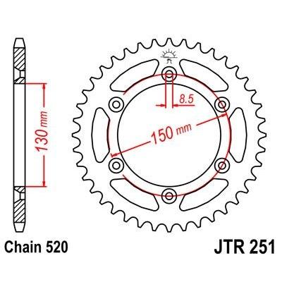 Couronne JT Sprockets Acier pas 520 49 dents - Pour Yamaha YZ-F 450 07-14