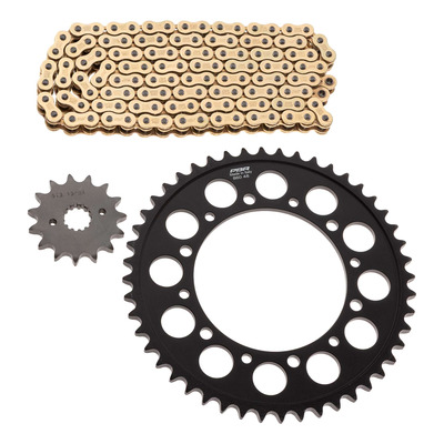 Kit chaîne EK/PBR 15x48-110m chaîne 530 SRX2 or couronne acier Yamaha FZS 600 Fazer 98-03