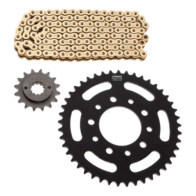 Kit chaîne EK/PBR 16x45-124m chaîne 525 SRX2 or couronne acier Honda XRV 750 Africa Twin 93-00
