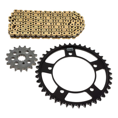 Kit chaîne EK/PBR 17x42-110m chaîne 530 SRX2 or couronne acier Suzuki GSX-R 1000 01-06