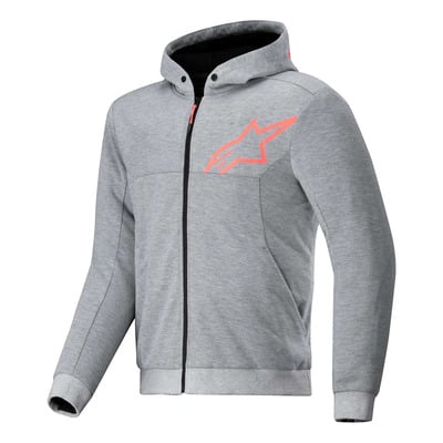 Sweat moto à capuche Alpinestars Chrome V2 Sport gray heather/red fluo