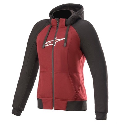 Sweat zippé femme moto Alpinestars Stella Chrome Sport jasper rouge/noir/blanc