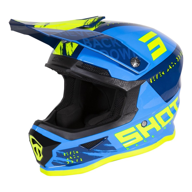 Casque cross enfant Shot Furious Draw brillant bleu- S