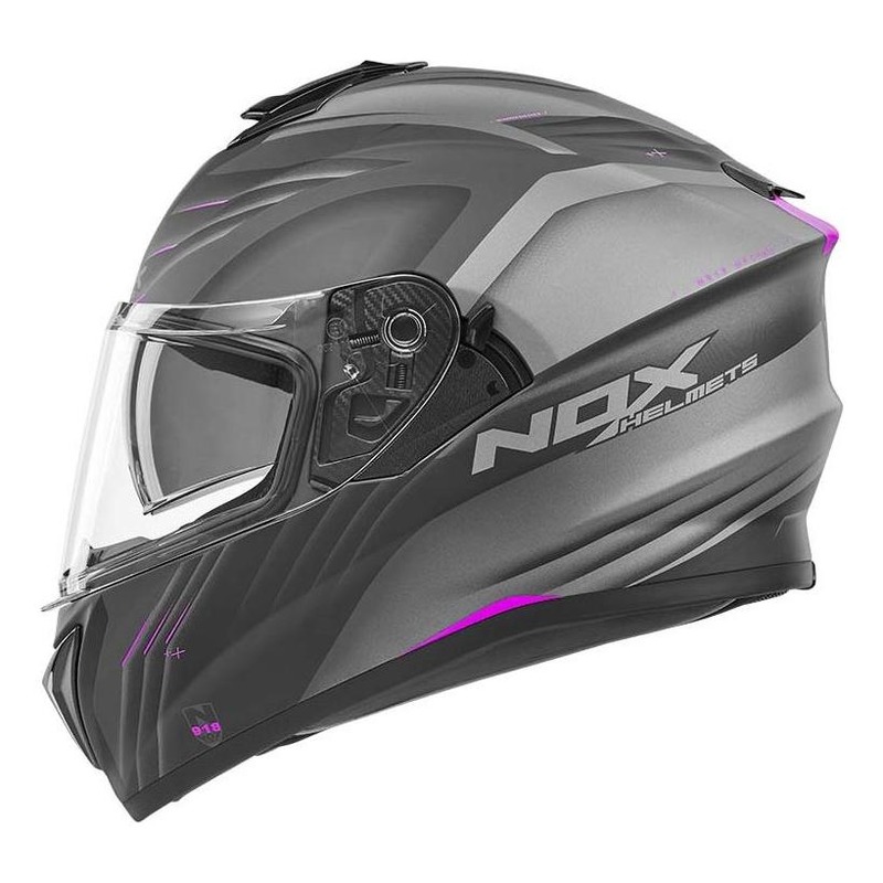 Casque intégral Nox N918 Upside mat blanc/noir/rose- XS