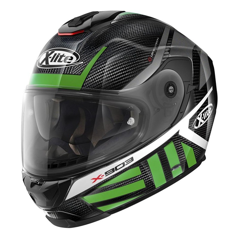 Casque intégral X-Lite X903 Ultra Carbon Cheyenne N-Com vert/gris/car
