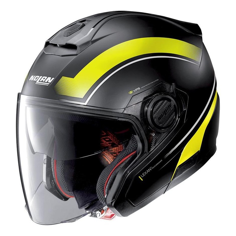 Casque jet Nolan N40-5 Resolute N-Com Mat noir/jaune- 2XS
