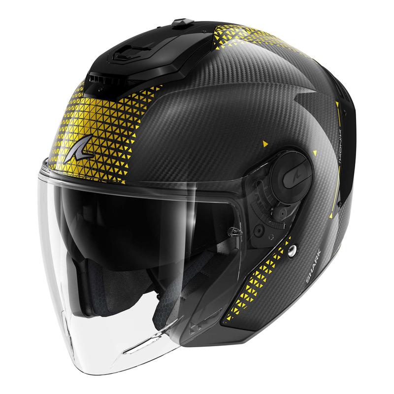 Casque jet Shark RS Jet Carbon Ikonik carbon/gold/chrome- XS