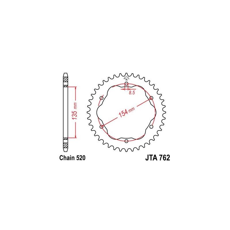Couronne JT Sprockets Aluminium pas 520 38 dents - Pour Ducati 1098 R