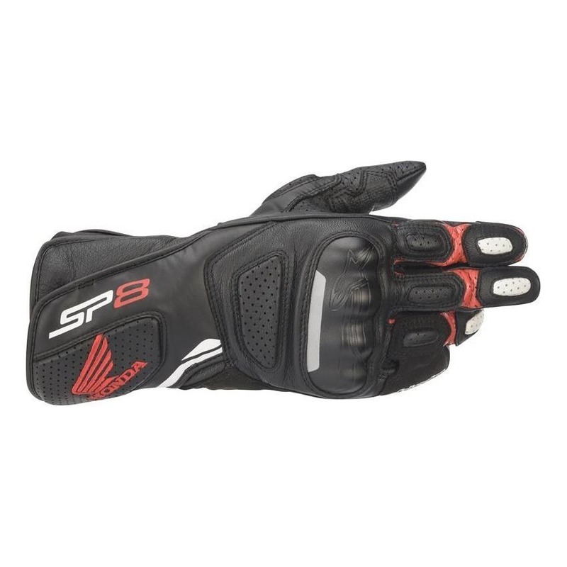 Gants cuir Alpinestars Honda SP-8 v2 noir/blanc/rouge- S