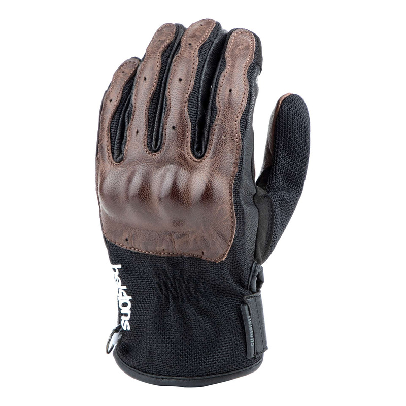 Gants cuir/textile Helstons Go noir/marron