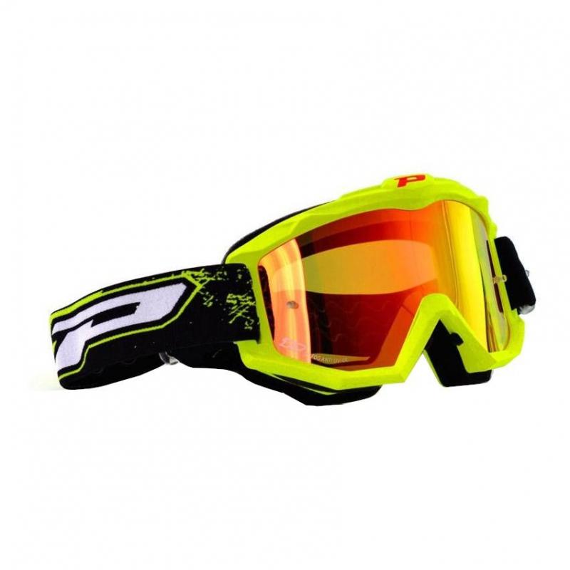 Masque cross Progrip 3204 jaune fluo et écran miroir rouge