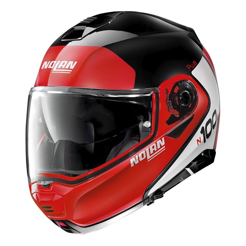 Casque modulable Nolan N100-5 Plus Distinctive N-Com Brillant noir/rou