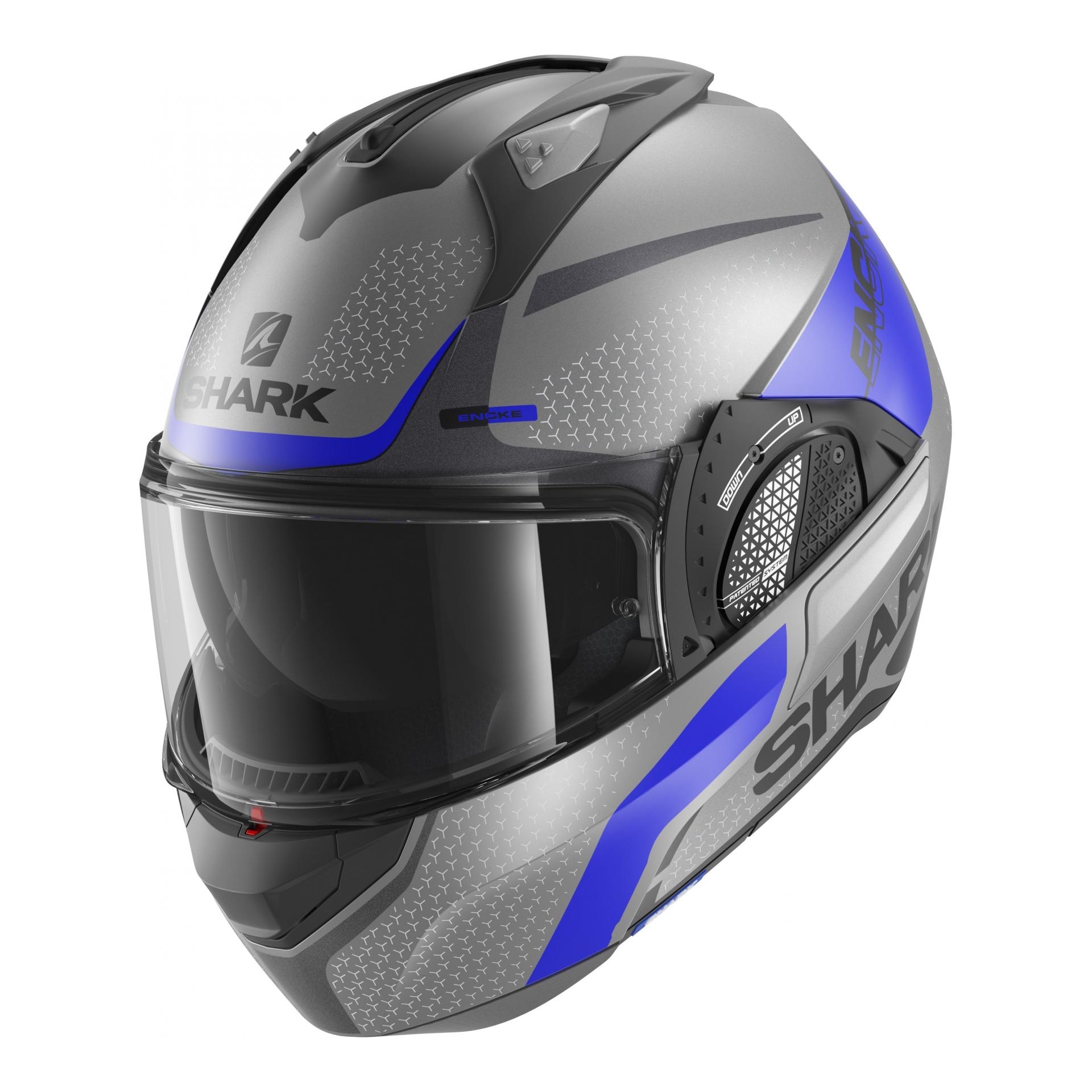 Casque modulable Shark Evo GT Encke Mat anthracite/bleu/noir - Casque moto  sur Bécanerie