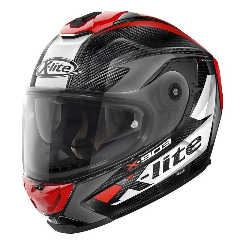Casque intégral X-Lite X903 Ultra Carbon Nobiles N-Com blanc/rouge/ca