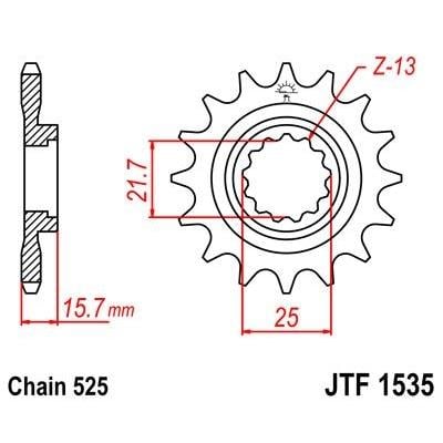 Pignon JT Sprockets Acier pas 525 15 dents - Pour Kawasaki ZX-6R 98-02