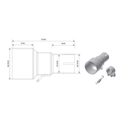 Adaptateur de silencieux Mivv Ø 55 et 32 mm