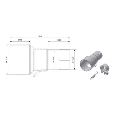 Adaptateur de silencieux Mivv Ø 55 et 35 mm