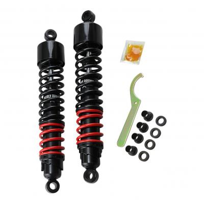 Amortisseurs arrières Stiletto Harley Davidson Sportster 330mm 13'' noir et rouge