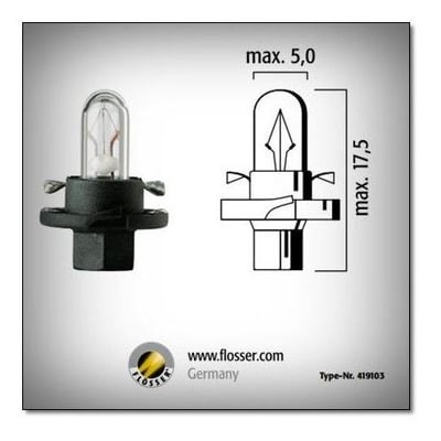 Ampoule Flosser 12V 1,2W BX8.4D noir