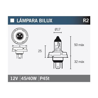 Ampoule Vicma R2 P45T Bilux 12V 45/40W